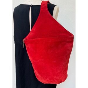 Wilsons The Leather Experts Genuine Leather Red Suede Shoulder Sling Purse Bag